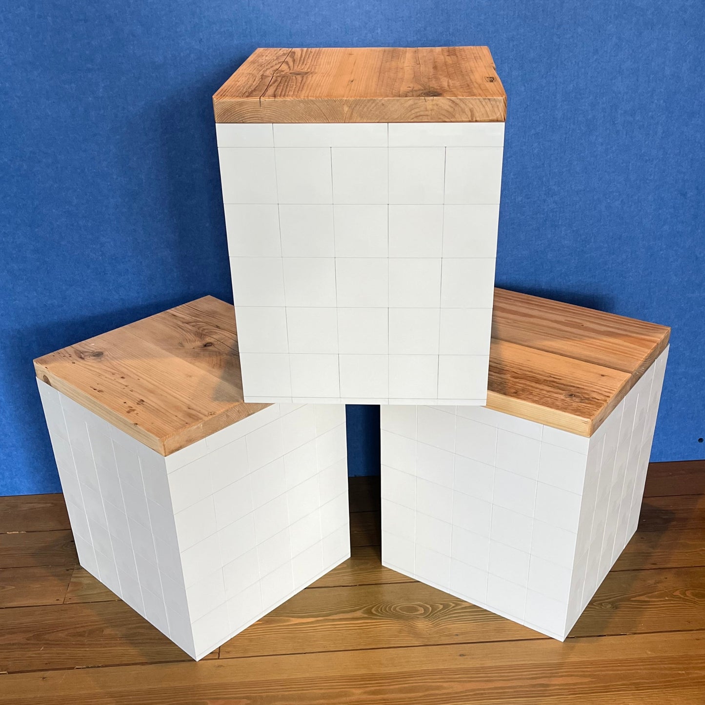 Morph (Recycled plastic) Cube stools in Black or white