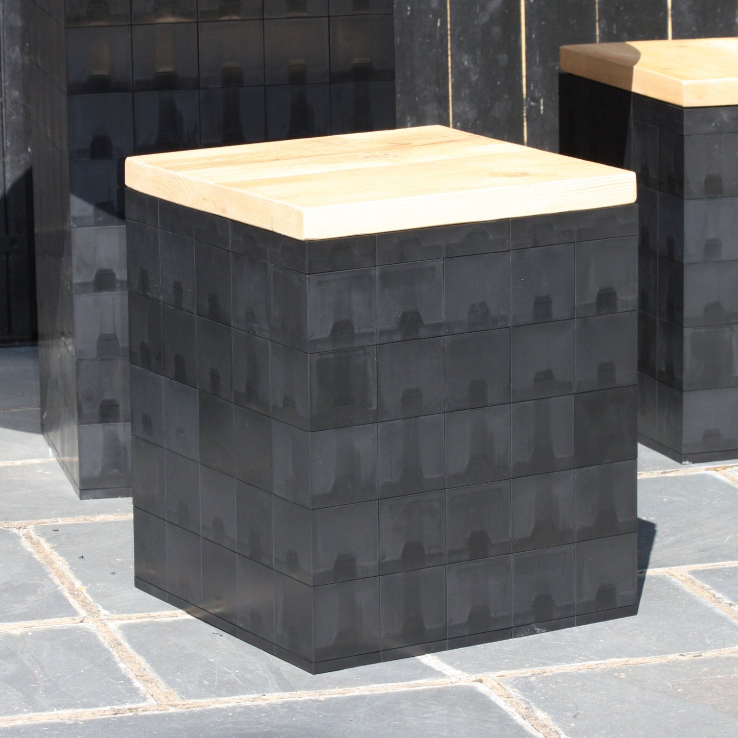 Morph (Recycled plastic) Cube stools in Black or white