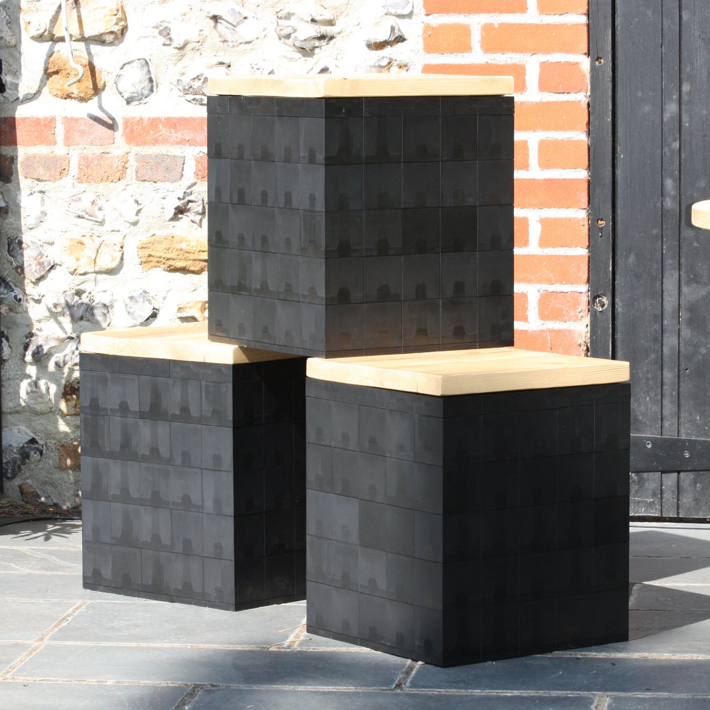 Morph (Recycled plastic) Cube stools in Black or white