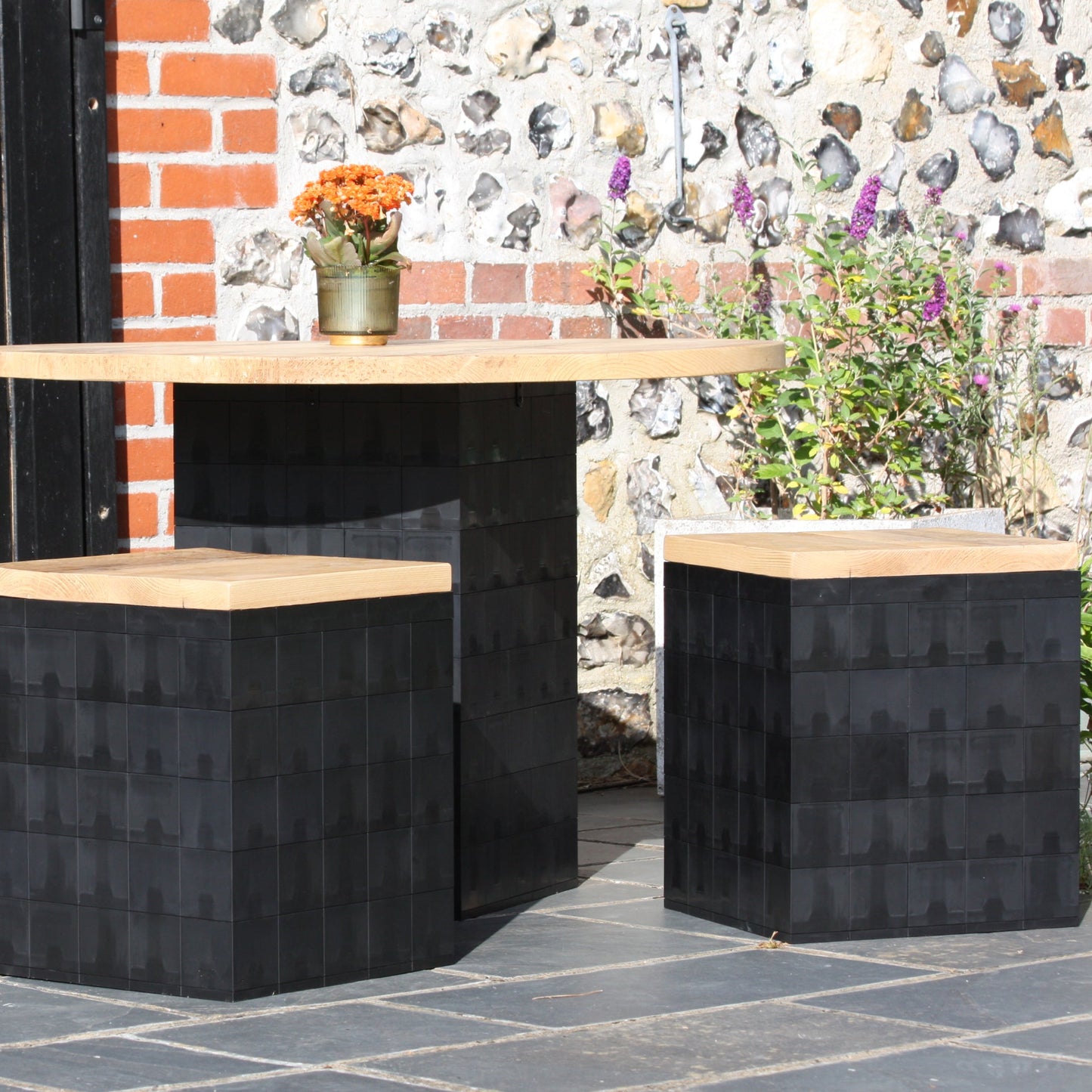 Morph (Recycled plastic) Cube stools in Black or white